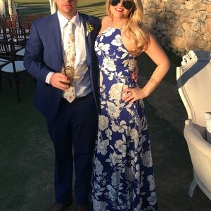 Lulus Blue Floral Maxi Dress